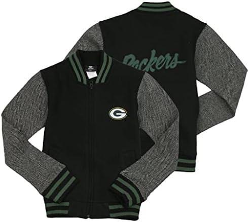 Outerstuff NFL-Green Bay Packers Nagy Lányok Ifjúsági Válogatott Teljes Zip jacket, Fekete