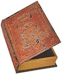 RAZ Behozatal 4227992 Antik Barna Könyv Doboz, 12 centis Magasság, MDF, Pamut