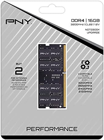 PNY Teljesítmény 16GB DDR4 DRAM 3200MHz (PC4-25600) CL22 (Kompatibilis 2933MHz, 2666MHz, 2400MHz, vagy 2133MHz) 1.2 V Notebook/Laptop