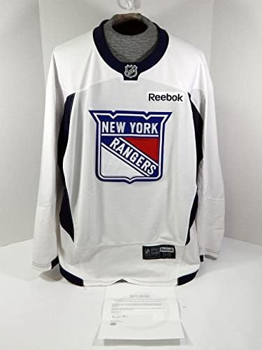 A New York Rangers Játék Használt Fehér Gyakorlat Jersey Reebok NHL 58 DP29950 - Játék Használt NHL-Mezek