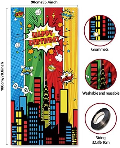 3x6ft Super City Fiú Ajtó Banner Hátteret, Piros, Sárga Anime Super City Backdround Dekoráció Zöld Gyermek babaváró Buli