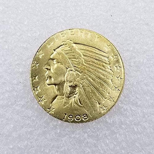 Antik Kézműves 1908 D Változat-Amerikai Indián Félig Sas $5 Arany Érme Külföldi Ezüst Dollár