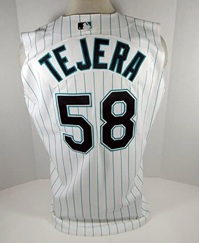 1999-02 Florida Marlins Michael Tejera 58 Játék Kiadott Fehér Mellény Jersey DP07077 - Játék Használt MLB Mezek