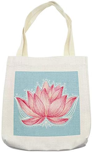 Ambesonne Lotus Táska, Kertészeti Téma Illusztráció egy Lótusz Virág Minta Botanikus Design, Grafika, Szövet Textília Újrafelhasználható