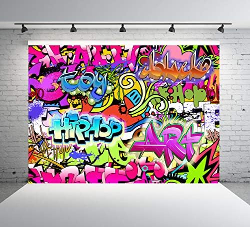 CapiSco 10X8FT Hip-Hop Témájú 80-as évek Utca Graffiti Fotózás Hátteret Fotó Háttér, Gyermek, Felnőtt Szülinapi Buli Képek,