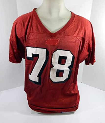 2002-ben a San Francisco 49ers Scott Gragg 78 Játék Használt Piros Gyakorlat Jersey 2XL 434 - Aláíratlan NFL Játék Használt