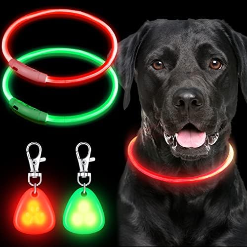 4 Db világít Kutya Nyakörvek LED Világító Nyakörv USB Újratölthető Fény Alapvető Biztonsági dögcédula Dog Fények Cuttable