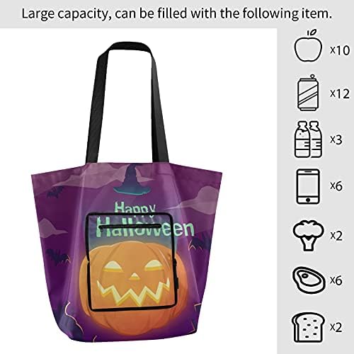 Halloween Pumpkin Temető Bat Kalap Összecsukható Váll Táska Újrahasználható bevásárlótáska Nehéz az Iskola Táska Bevásárló