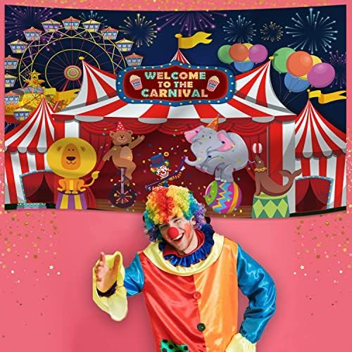 Cirkusz Szülinapi Party Dekoráció, Karnevál Banner A Buli, Farsangi Buli Kellékek, Cirkusz, Vidámpark Téma Fotózás Hátteret,