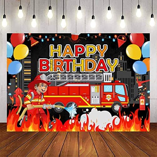 Avezano Tűzoltó Szülinapi Hátteret tűzoltóautó Boldog Szülinapi Parti Dekoráció Zászló Tűzoltó Téma Gyerekek Bday Háttér