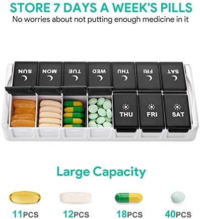 TookMag Heti Tabletta Szervező 2-Szer egy Nap, Könnyű Töltse ki VAGYOK PM Gyógyszeres Dobozt, Nagy Kapacitású, Gyors-Utántöltő