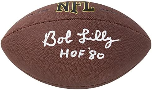 Bob Lilly Aláírt Wilson Super Grip Teljes Méret NFL Labdarúgó w/HOF'80 - Dedikált Focilabda
