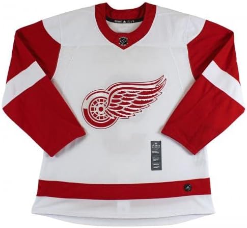 Red Wings Gordie Howe Mr Jégkorong, HOF Aláírt Fehér Adidas Mez PSA S32429 - Dedikált NHL-Mezek