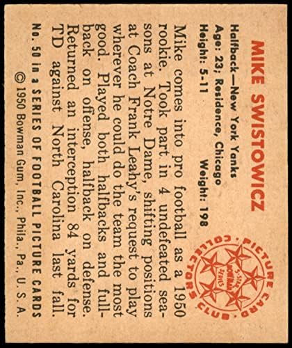 1950 Bowman 50 Mike Swistowicz Yankees-FB (Foci Kártya) EX Yankees-FB Notre Dame