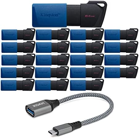 Kingston DataTraveler Exodia M 64 gb-os USB-3.2 Flash Meghajtó (20 Csomag) Csomag, USB 3.0-USB-C Adapter (21 Tétel)