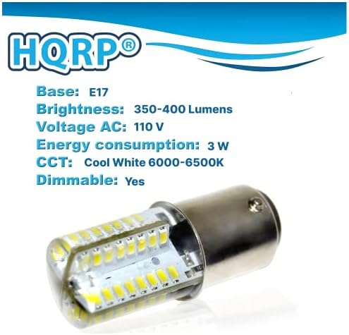 HQRP 110V E17 Bázis Szilikon Kristály Szabályozható LED Izzó hideg Fehér Kompatibilis GE General Electric WB36X10003 Izzó