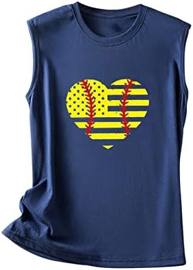 Női Póló, Baseball, Amerikai Zászló Szív Nyomtatás Póló Felső július 4-én Hazafias Alkalmi Ingek Rövid Ujjú Póló Maximum