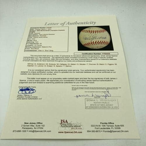 2002 Anaheim Angyalok World Series Champs Csapat Aláírt W. S. Baseball SZÖVETSÉG COA - Dedikált Baseball