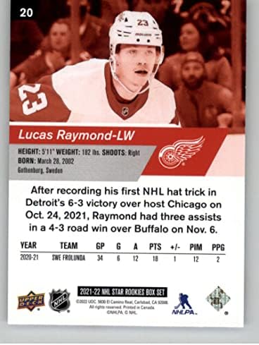 2021-22 Felső szint NHL-Sztár Újoncok Box Set 20 Lucas Raymond Detroit Red Wings Jégkorong NM-MT