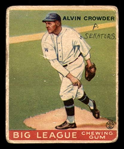 1933 Goudey 95 Alvin Crowder Washington Senators (Baseball Kártya) SZEGÉNY Szenátorok