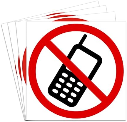 dealzEpic - Nincs Telefon/Mobil Telefon használata Tilos Jel | Öntapadó Vinyl Matrica | Csomag 4 Db