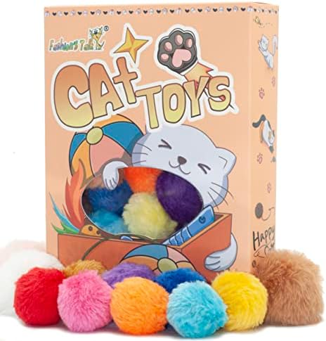 Divat Beszélni Macska Játékok Szőrös Csörgő Labda Cica Pom Pom Plüss Labda Kitty 36-Pack