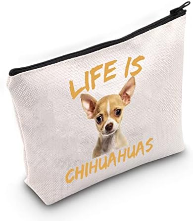 LEVLO Vicces Chihuahua Kozmetikai smink Táska Chihuahua Szerető Ajándék Az Élet Csivavákat Smink Cipzár Tasakot (Az Élet