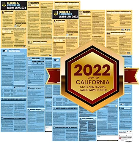 2 Csomag Kaliforniai Állami, illetve Szövetségi Munkaügyi Törvények Teljes All-in-One Plakátok, 2022 Frissített Kiadás, angol