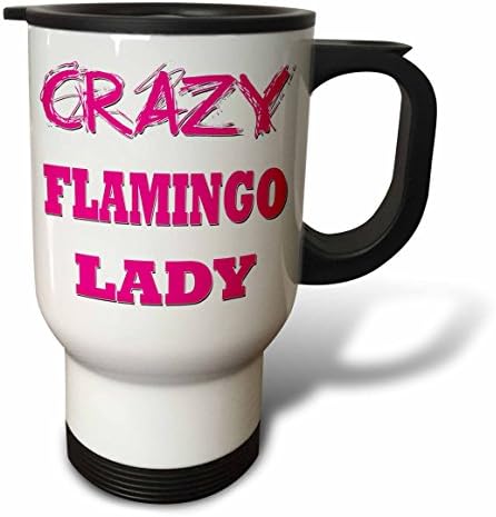 3dRose Őrült Flamingo Hölgy Utazási Bögre, 14 oz, Többszínű